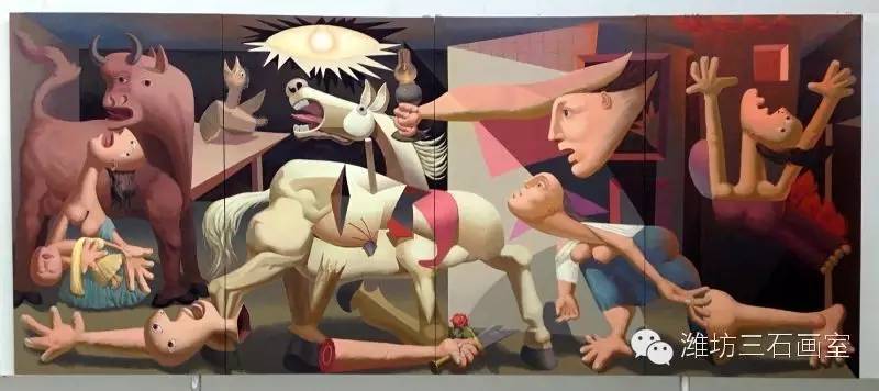 《格尔尼卡》 丙烯油布 尺寸:420*108cm