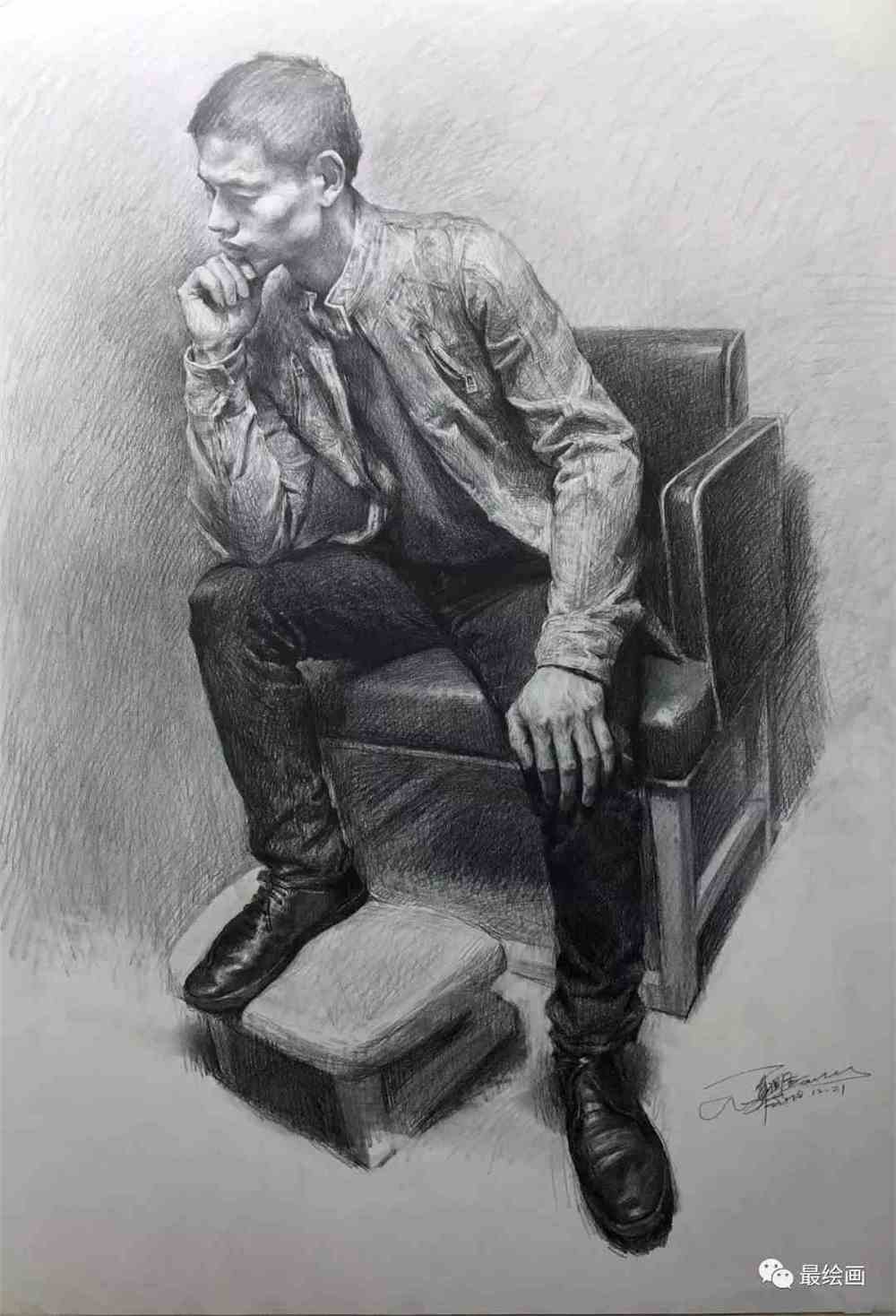 学院派素描全身像